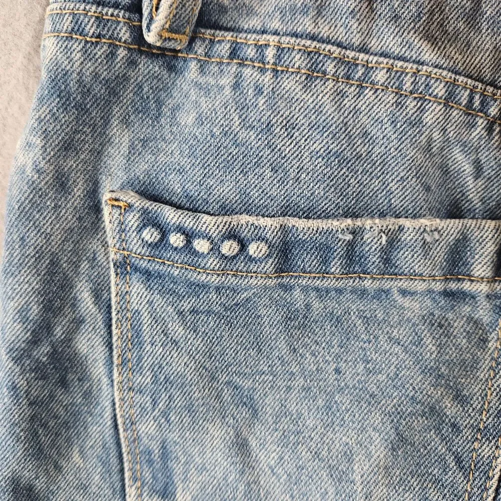 Blank NYC Crossover Fair Warning Jean Shorts Med Acid Wash Blue Denim Size 24